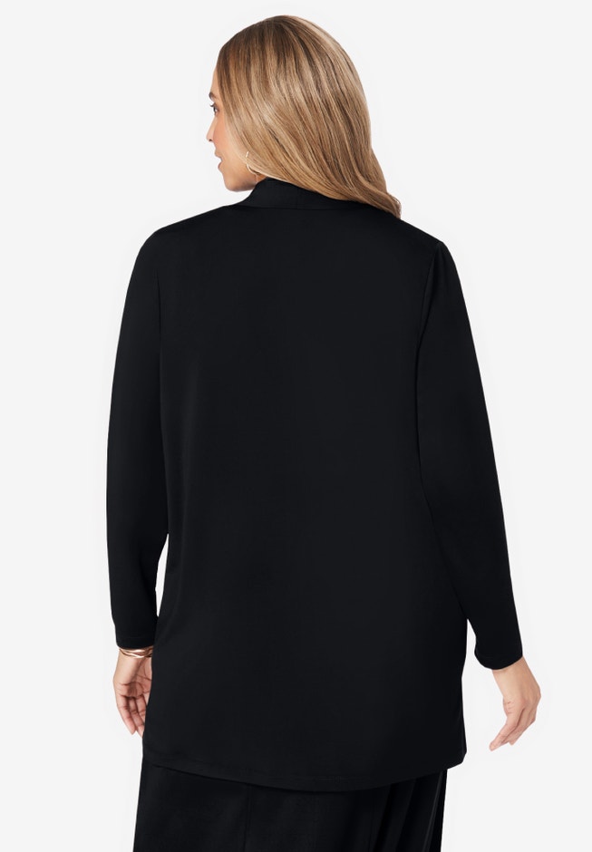 Stretch Knit Open Front Knit Topper image number 1