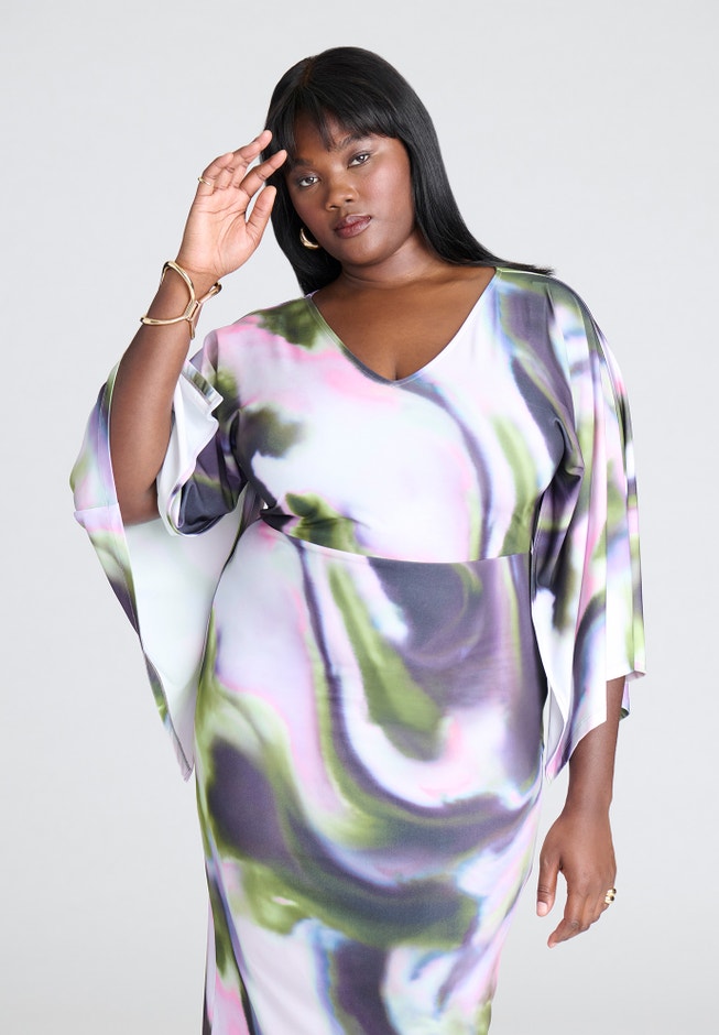 Printed Hankerchief Midi Dress image number null