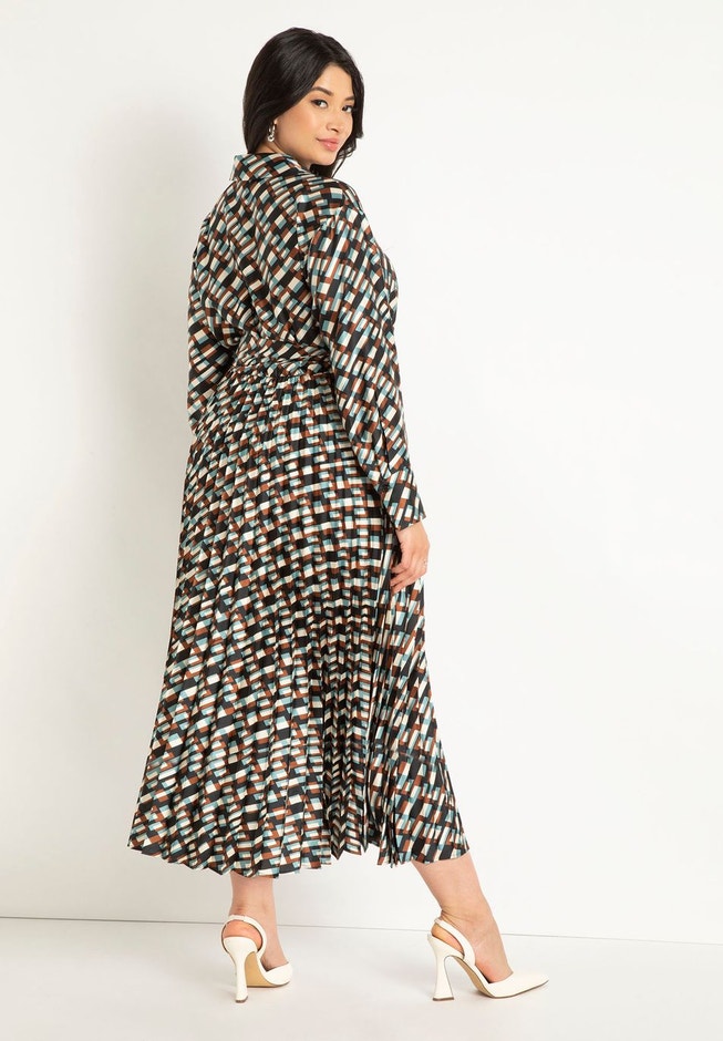 Pleated Skirt Fit And Flare Dress image number null