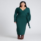 Wrap Plisse Sweater Dress image number null