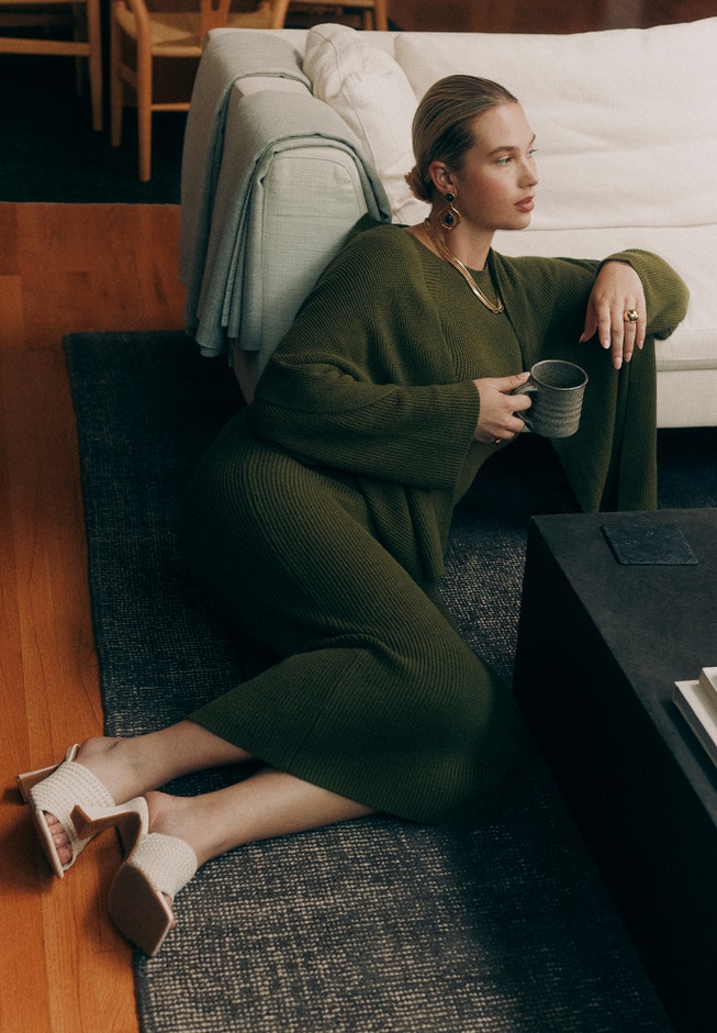 Scarf Sweater Dress image number null