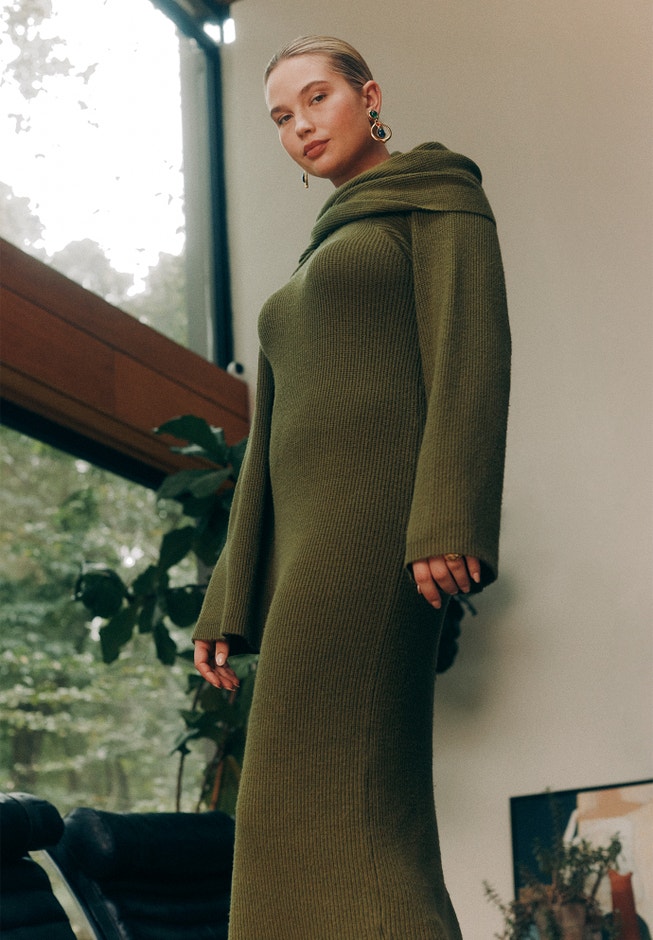 Scarf Sweater Dress image number null