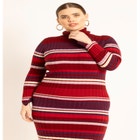 Striped Turtleneck Sweater Dress image number null