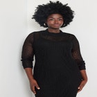 Open Stitch Dress With Fringed Hem image number null