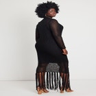 Open Stitch Dress With Fringed Hem image number null