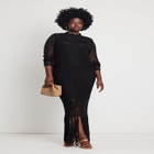 Open Stitch Dress With Fringed Hem image number null