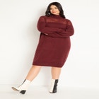 Sweater Dress With Sheer Panel image number null