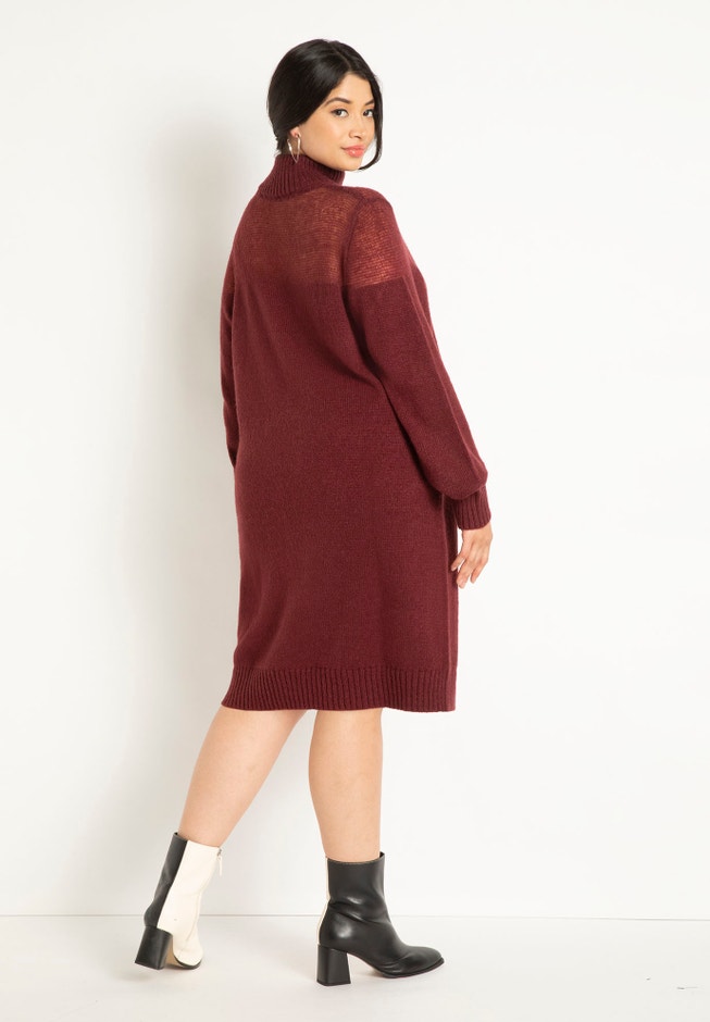 Sweater Dress With Sheer Panel image number null