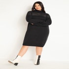 Sweater Dress With Sheer Panel image number null