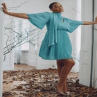 Scarf Neck Mini Dress image number null