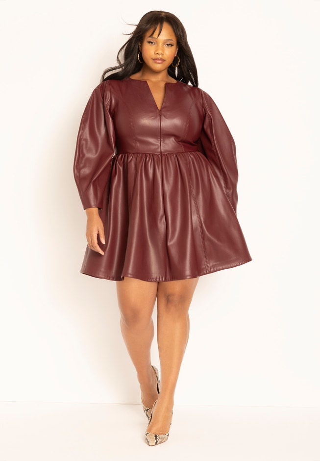 Faux Leather Mini Dress image number 1