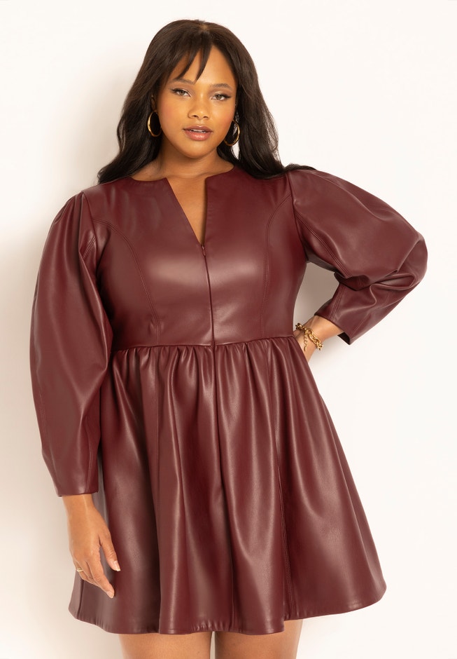 Faux Leather Mini Dress image number 3