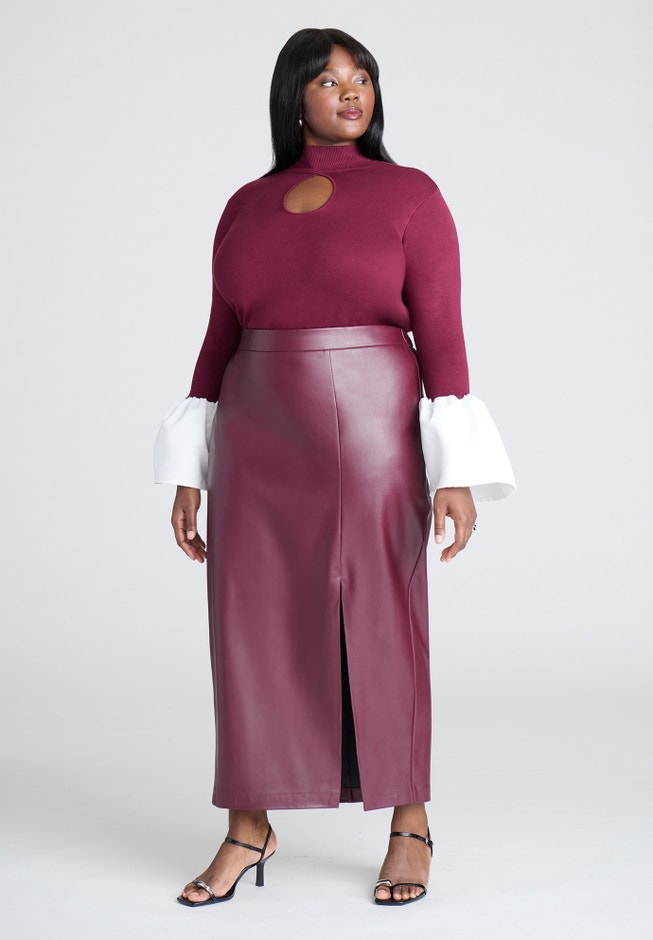 Bell Sleeve Sweater With Keyhole image number 2
