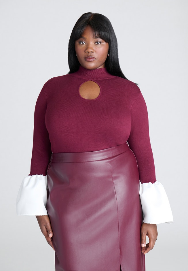 Bell Sleeve Sweater With Keyhole image number 0