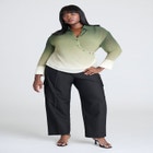 Ombre Wrap Button Down Top image number null