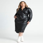 Leather Wrap Dress With Collar image number null