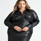 Leather Wrap Dress With Collar image number null