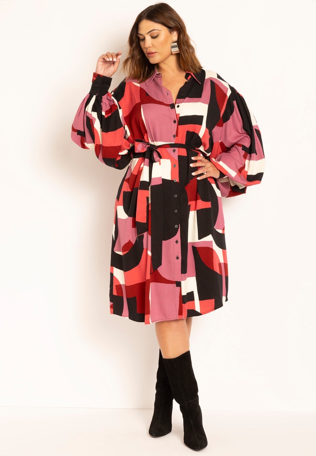 Exaggerated Sleeve Shirt Dress image number 1