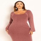 Petal Sleeve Midi Sweater Dress image number null