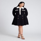 Collared Sweater Dress With Buttons image number null