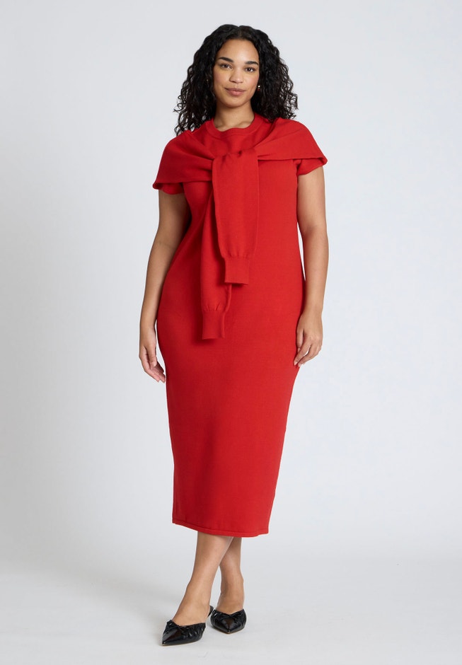 Sleeve Detail Sweater Dress image number null