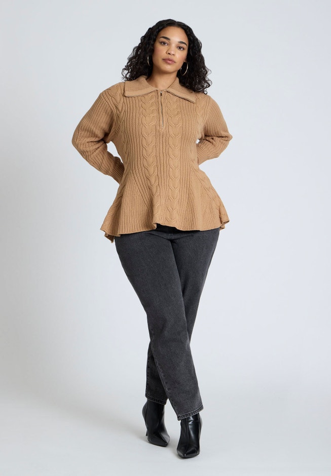 Peplum Zipper Sweater image number null
