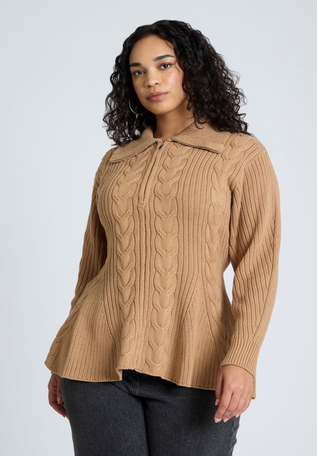 Peplum Zipper Sweater image number null