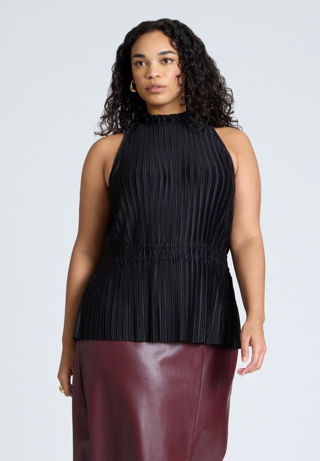 Sleeveless Plisse Top image number 0