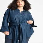 Barkwood x ELOQUII Chambray Tunic With Waist Ties image number null