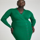 Ribbed Sweater Dress With Button Detail image number null