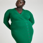 Ribbed Sweater Dress With Button Detail image number null