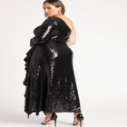 Sequin One Sleeve Maxi Dress With Slit image number null