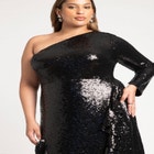 Sequin One Sleeve Maxi Dress With Slit image number null