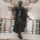 Sequin One Sleeve Maxi Dress With Slit image number null