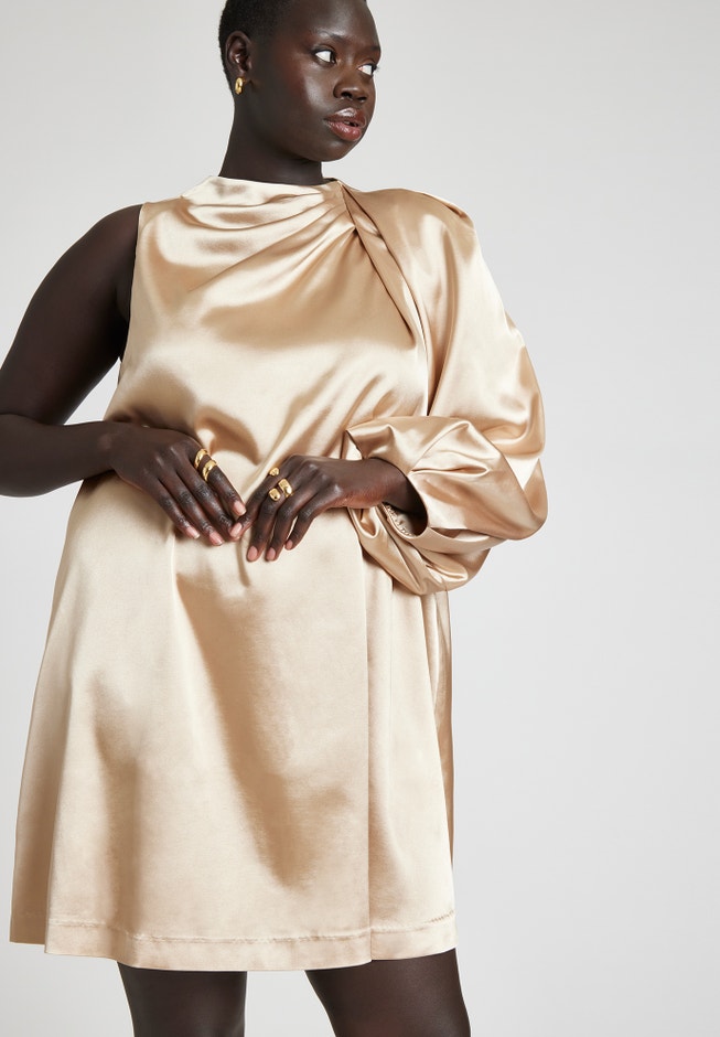 Pleated Shoulder Mini Dress image number null