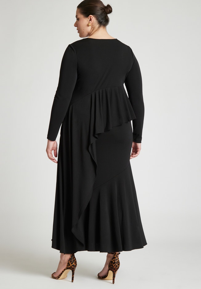 Asym Neckline Flounce Dress image number null