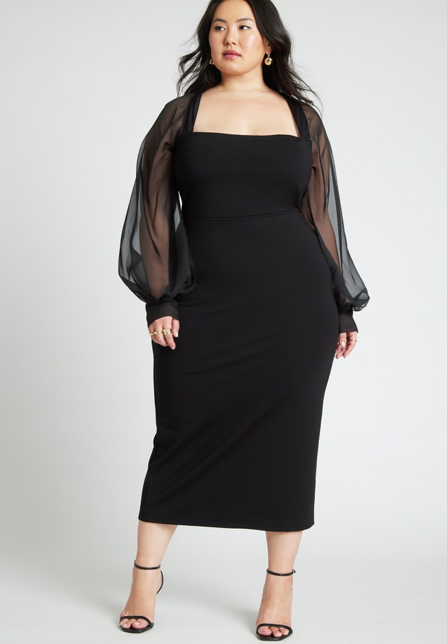 Midi Length Bolero Column Dress for Sale, Black Onyx | ELOQUII Midi Length Bolero Column Dress for Sale, Black Onyx | ELOQUII
