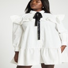 Ruffle Shirt Dress With Tie image number null