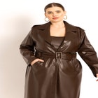 Belted Faux Leather Coat image number null