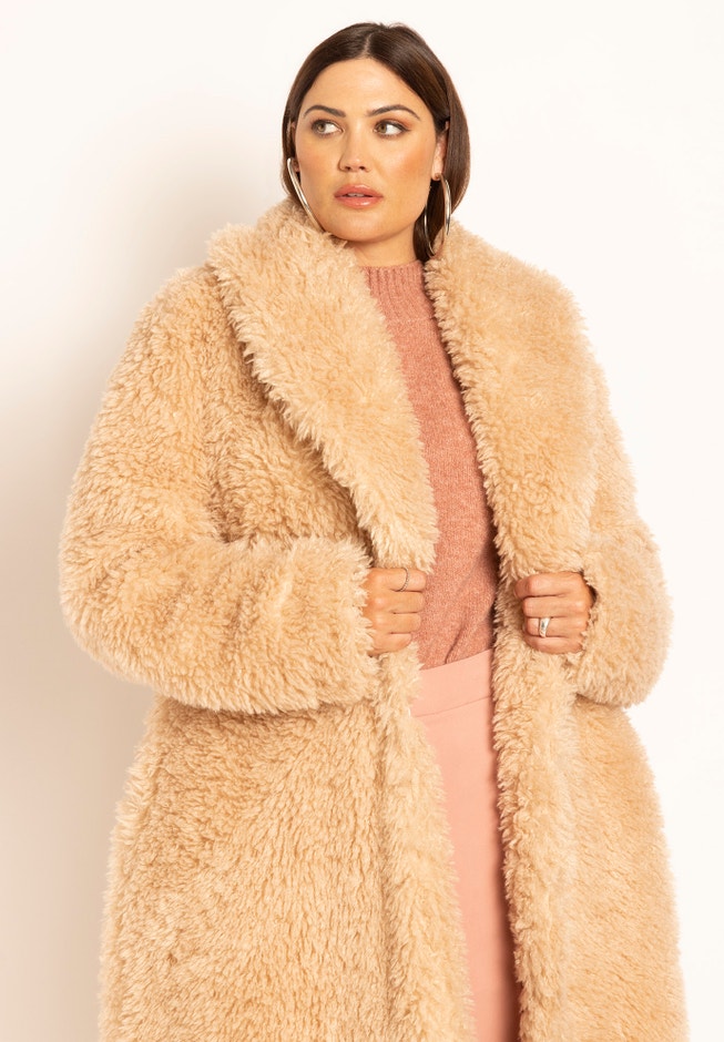 Shawl Collar Shearling Coat image number null