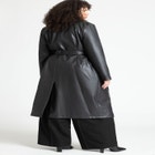 Faux Leather Contrast Panel Coat image number null