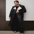 Faux Leather Contrast Panel Coat image number null