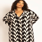 Geo Print Heavy Knit Duster image number null