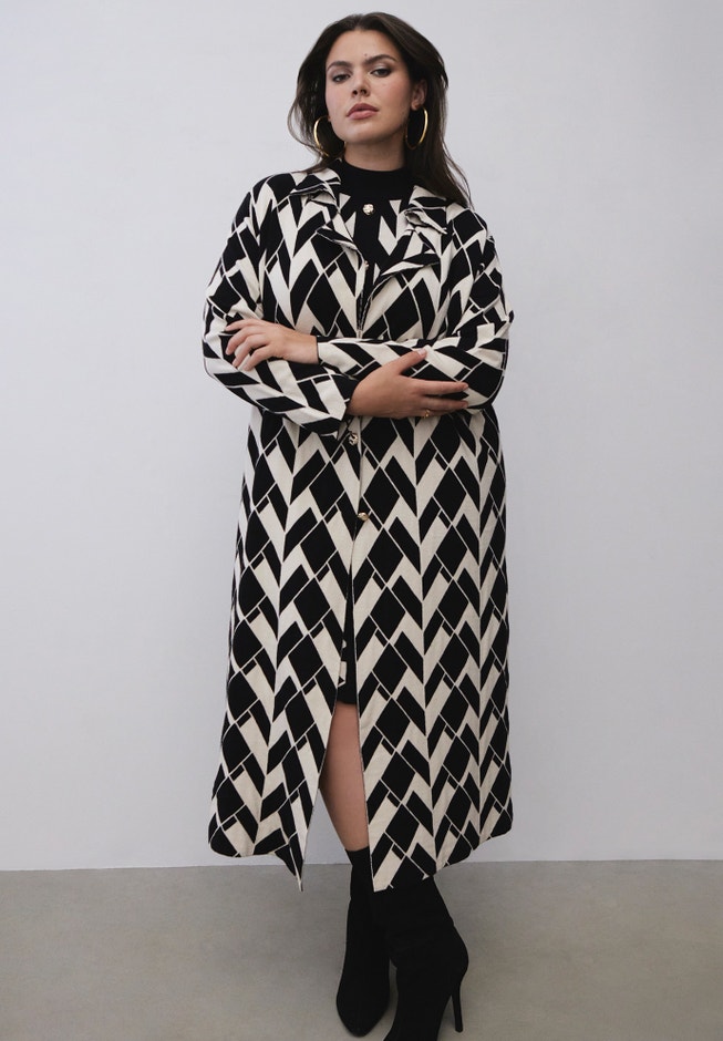 Geo Print Heavy Knit Duster image number 0