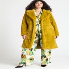 Dimensional Plaid Fur Coat image number null