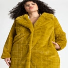 Dimensional Plaid Fur Coat image number null