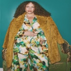 Dimensional Plaid Fur Coat image number null