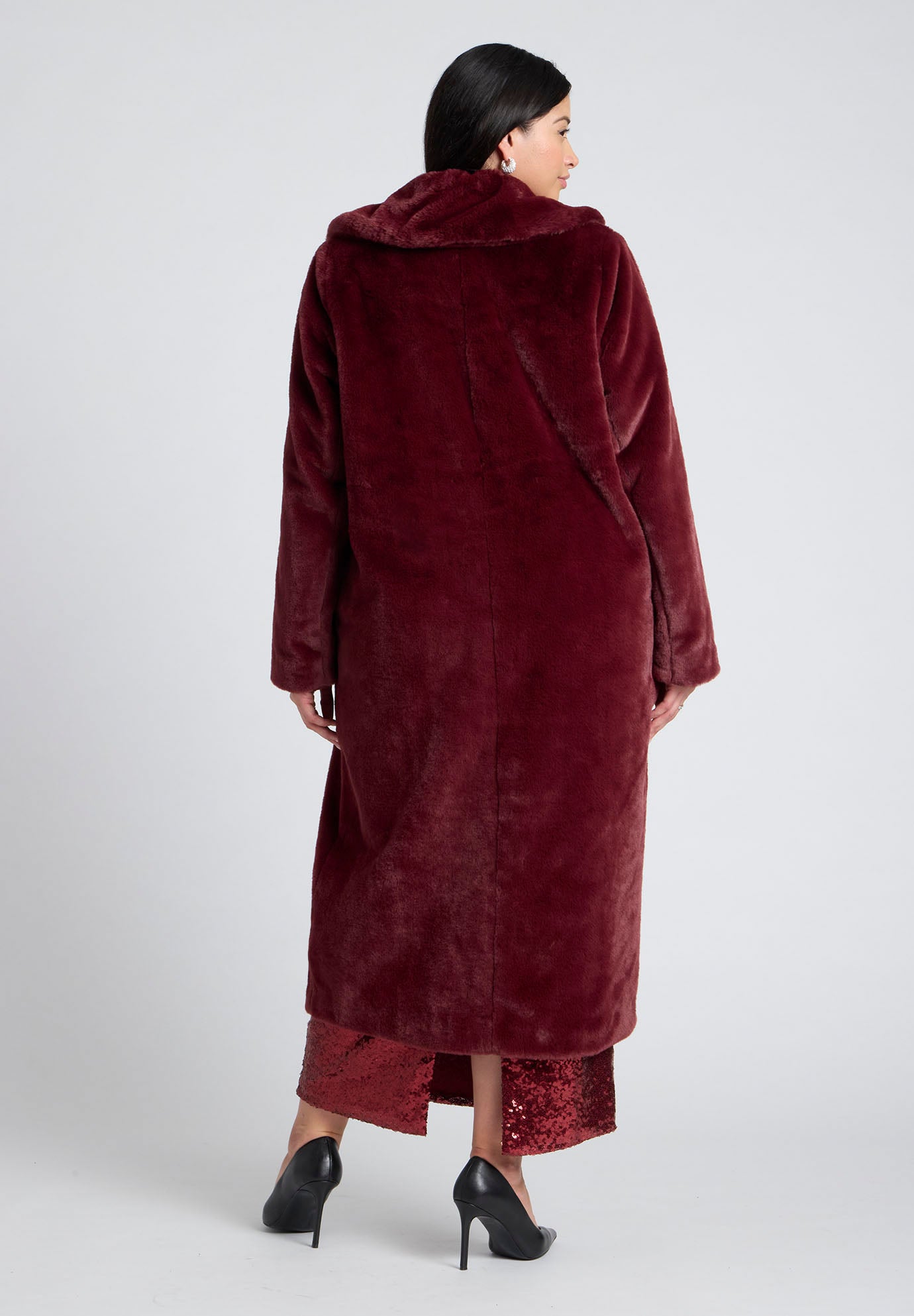 ムートン・ファーコート I AM MARI fakefur hood long coat 4BNY431 Labelrail X Jennifer Mcking Faux Fur Maxi Hooded Coat in