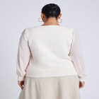 Sheer Sleeve V-Neck Sweater image number null