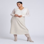 Sheer Sleeve V-Neck Sweater image number null